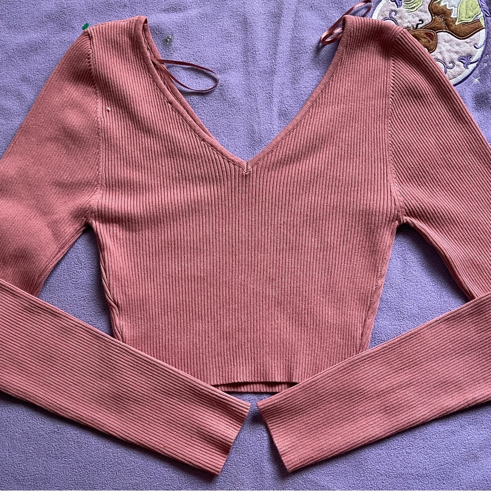 Pink long sleeve v-neck